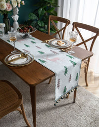 Chemin de table en jacquard avec décoration de Noël en forme de cerf en pin