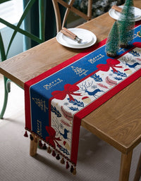 Christmas Atmosphere Bow Tassel Table Runner