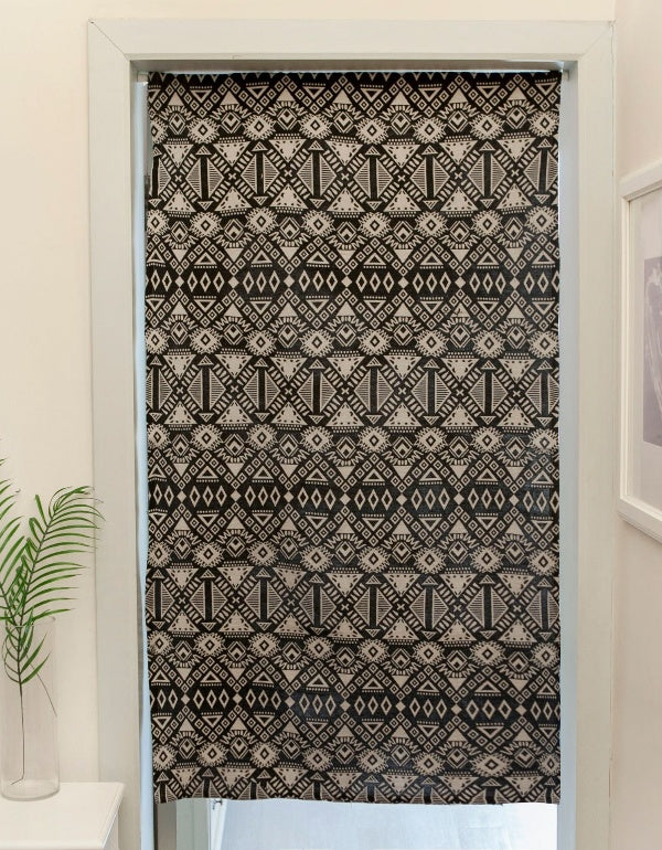 Black Jacquard Double-Sided American Country Simple Kitchen Half Curtain