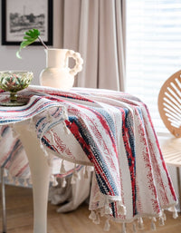 Diamond Striped Retro Print Round Table Cloth