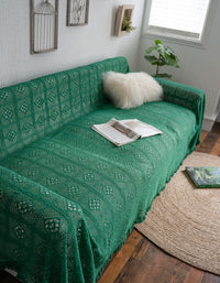 Green Hollow Retro Multifunctional Throw Blanket