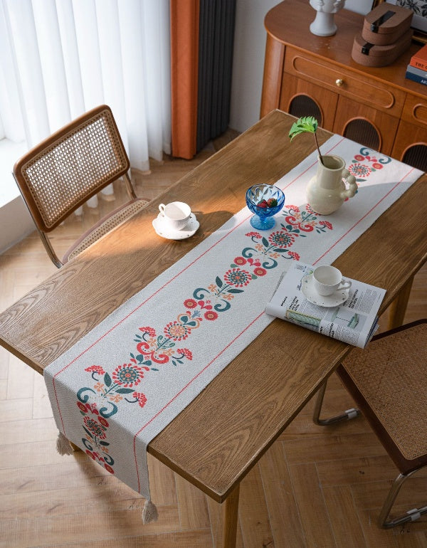 Bohemian Printed Tassel Table Runner