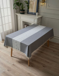 Mantel de jacquard gris con ciervos navideños