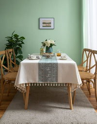 Christmas Deer Green Jacquard Table Cloth