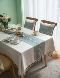 Christmas Deer Green Jacquard Table Cloth