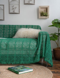 Green Hollow Retro Multifunctional Throw Blanket