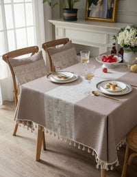 Christmas Deer Brown Jacquard Tablecloth