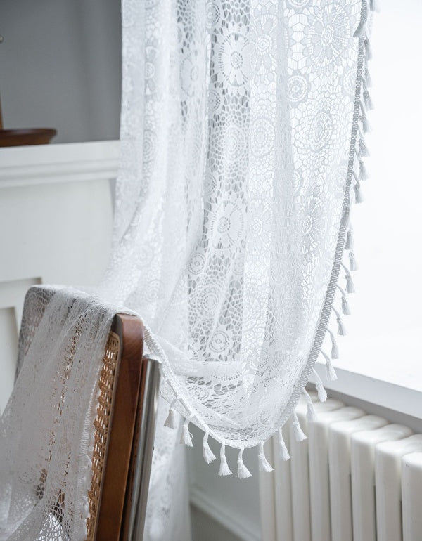 Farmhouse Country Style Lace Crochet Curtain