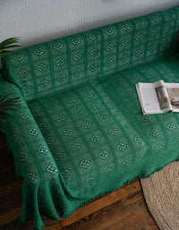 Green Hollow Retro Multifunctional Throw Blanket