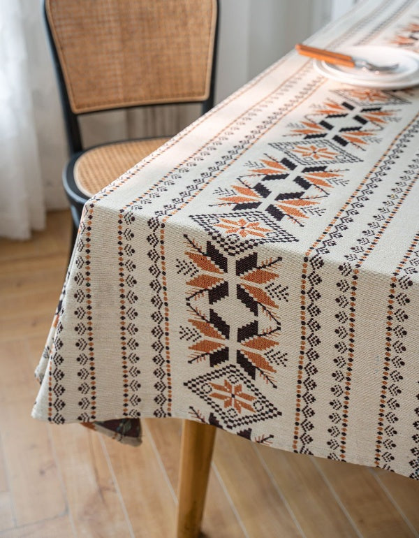 Nappe épaisse Jacquard double face à motif flocon de neige marron