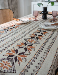 Jacquard Double-Sided Brown Snowflake Thick Tablecloth