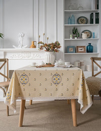 Cream Yellow Lantern Print Pastoral Tablecloth