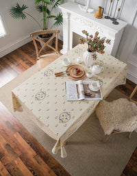 Cream Yellow Lantern Print Pastoral Tablecloth