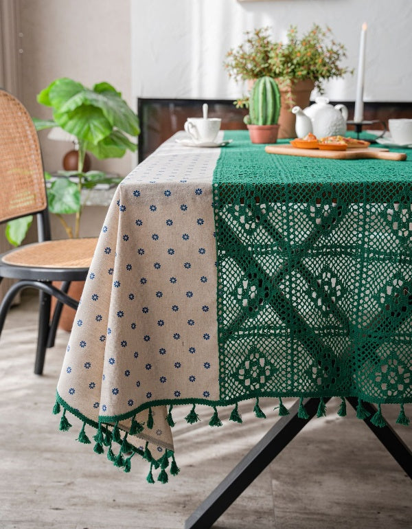 Nappe de table fraîche et creuse à motif marguerite bleue contrastée