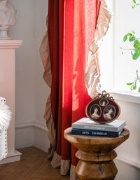 Ruffled Contrast Orange French Curtains