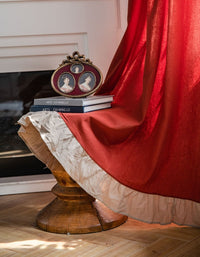 Ruffled Contrast Orange French Curtains