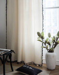 Solid Color Simple Black Tassel Curtains