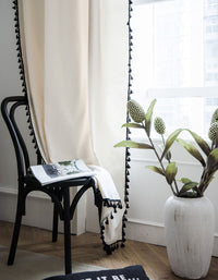 Solid Color Simple Black Tassel Curtains