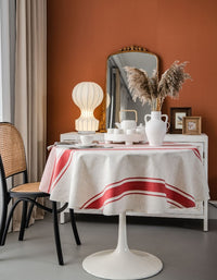 Red/Navy Blue Striped Round Dustproof Table Cloth