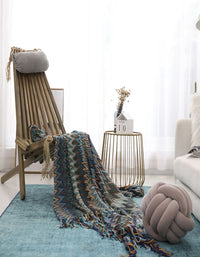 Bohemian Knitted Fringed Blanket