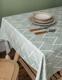 Light Green Fresh Waterproof Jacquard Tassel Tablecloth