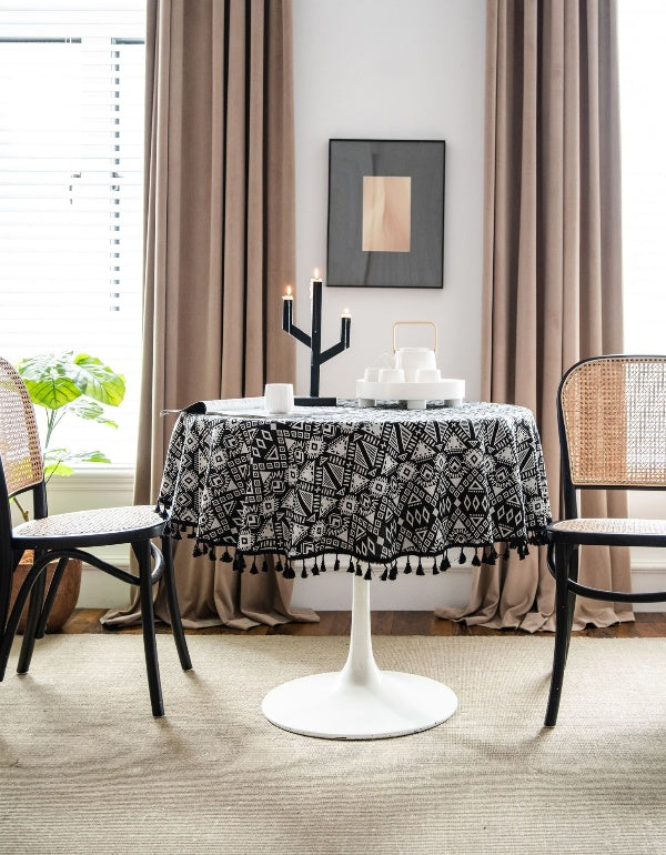 Black Geometric Double Sided Thickened Tablecloth