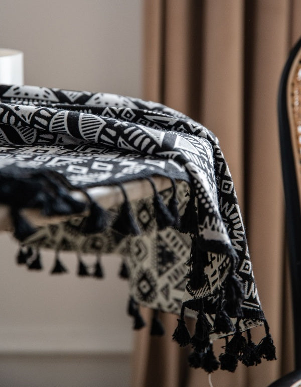 Black Geometric Double Sided Thickened Tablecloth