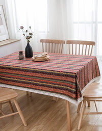 Trendy Bohemian Multicolor Striped Tablecloth