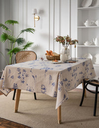 Little Bee Blue Flower Print Sketch Fresh Table Cloth