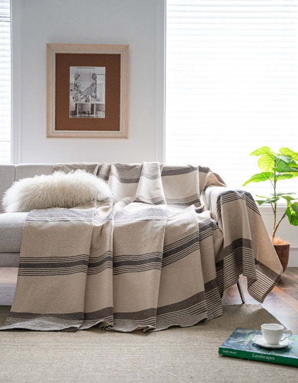 Striped Brown Multifunctional Blanket