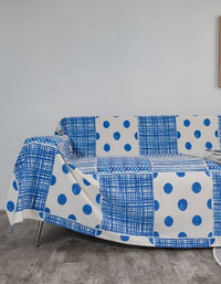 Blue Patchwork Polka Dot Pattern Multifunctional Blanket