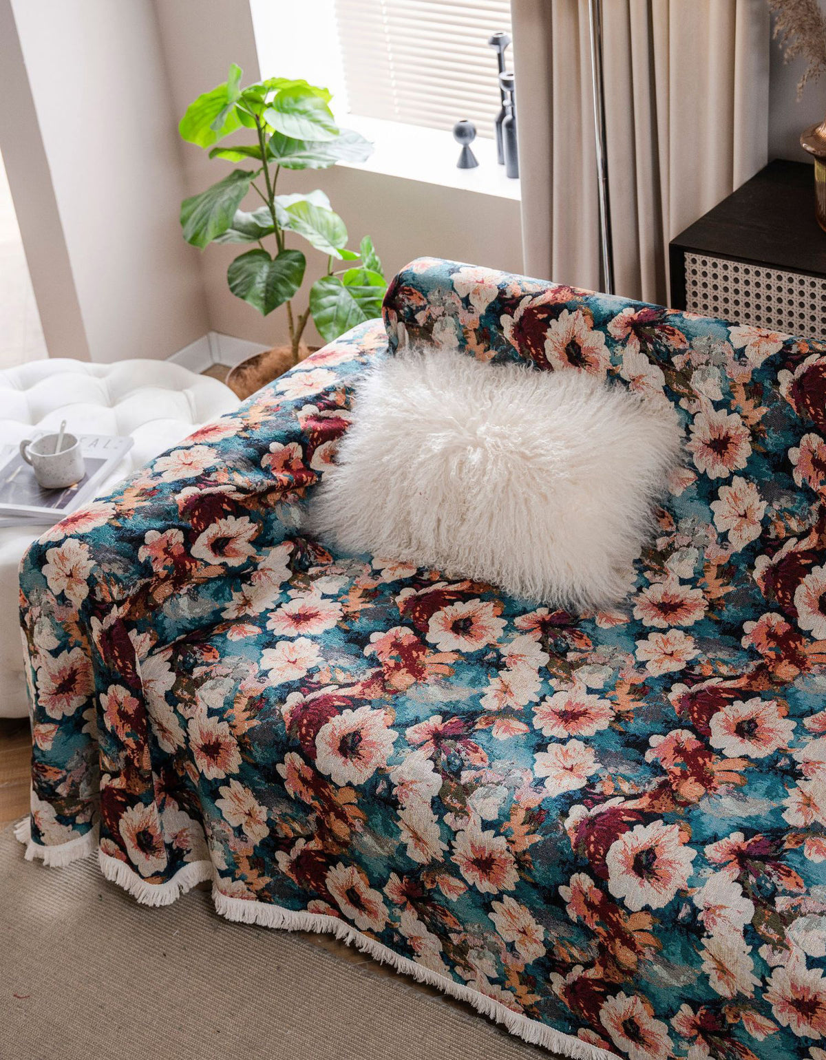 American Country Style Floral Thick Sofa Cover