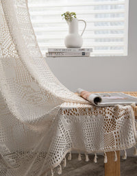 Beige Crochet Retro Hollowed Lace Curtains