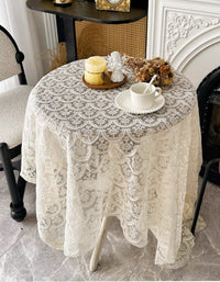 Beige Lace Embroidery Tablecloth