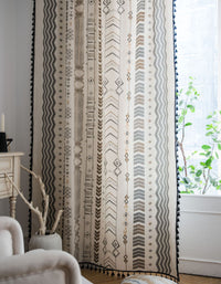 Black Tussle Printed Bohemian Style Curtains