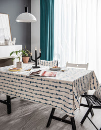 Blue Stripe Dyed Cotton Linen Household Tablecloth