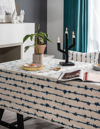 Blue Stripe Dyed Cotton Linen Household Tablecloth