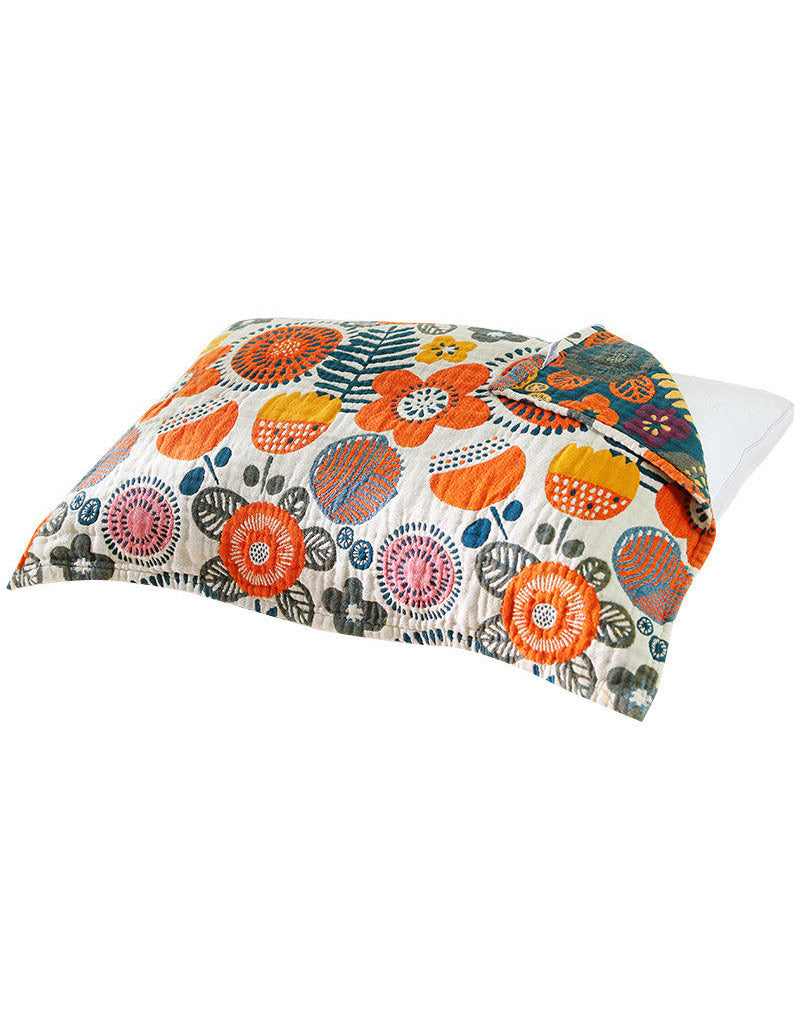 Housse de coussin réversible en coton à motif floral vintage (2 pièces)