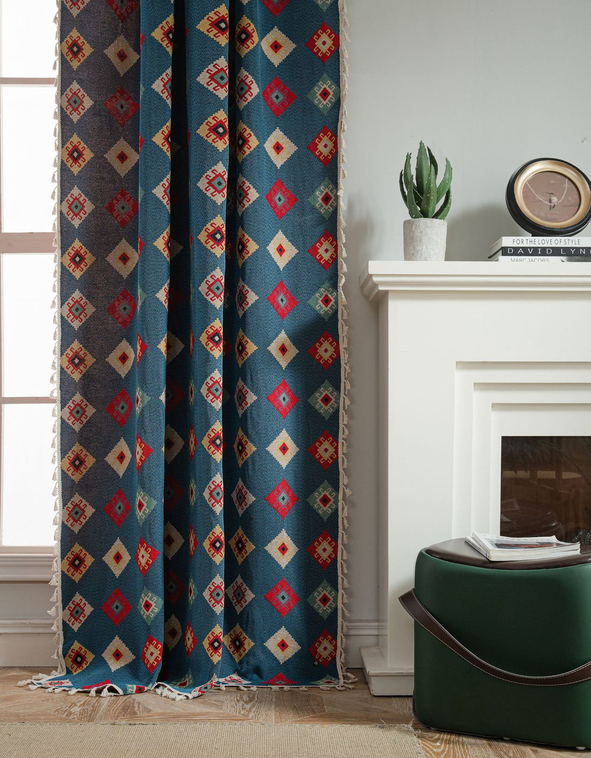 Bohemian Geometric Drapes with Fringe Detailing Window Curtain