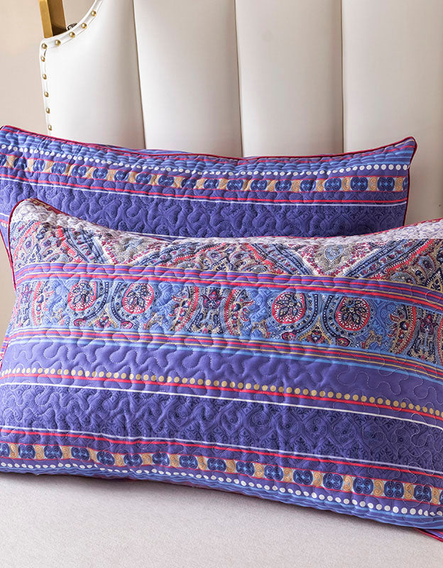 Boho-Style Vibrant Blue and Red Pattern Bedding set (3PCS)