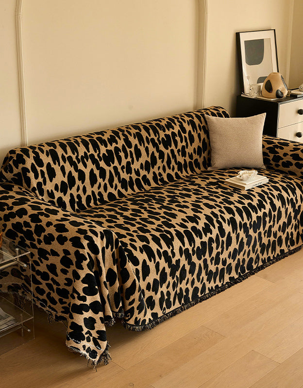 Boho Chic Luxury Leopard Print Throw Blanket Bedcover