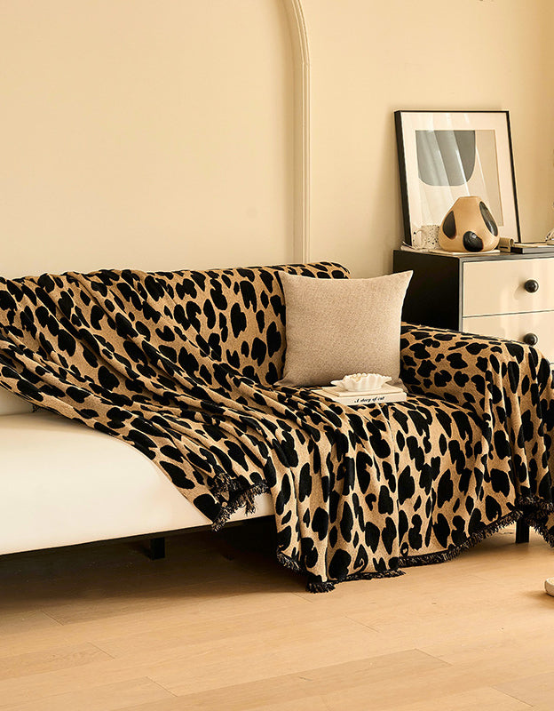 Boho Chic Luxury Leopard Print Throw Blanket Bedcover