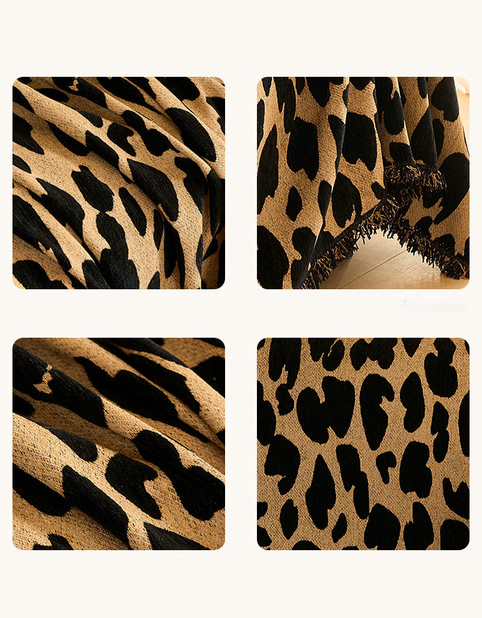 Boho Chic Luxury Leopard Print Throw Blanket Bedcover