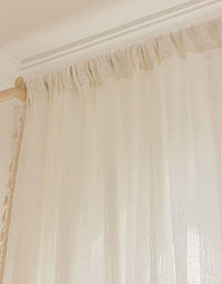 Boho White Hollow-Out Curtain with Tassel Trim