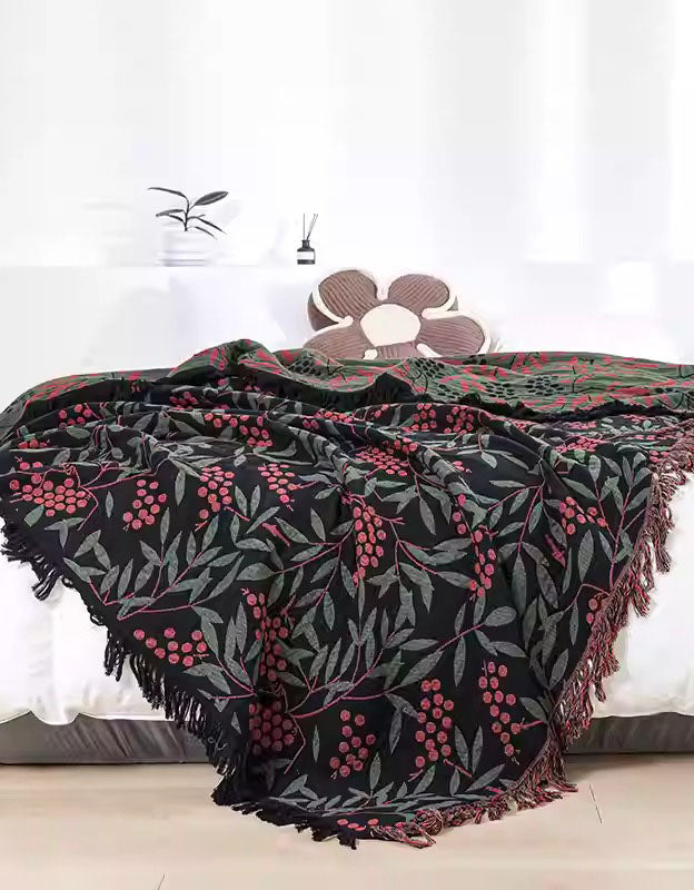 Funda de cama reversible con estampado de hojas de gasa de algodón para sofá