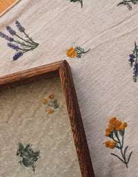 Botanical Floral Embroidery Table Runner