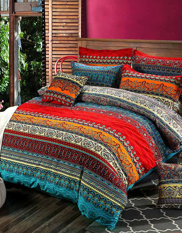 Bright Bold Artisan-Inspired Design Bohemian Stripe Bedding Set (3PCS)