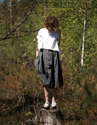 Buckles Front Mid-length Linen Skirt