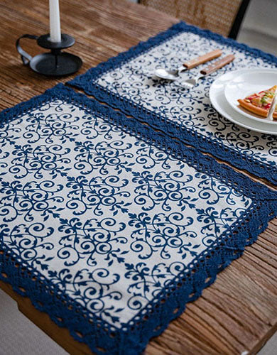 China Porcelain Pattern Blue Printed Placemats