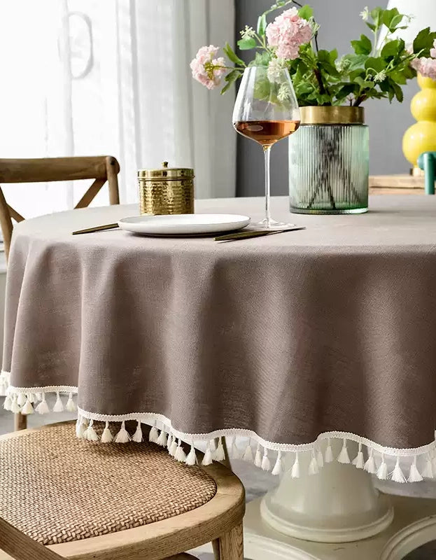 Christmas Style Round Tablecloth with Tassel